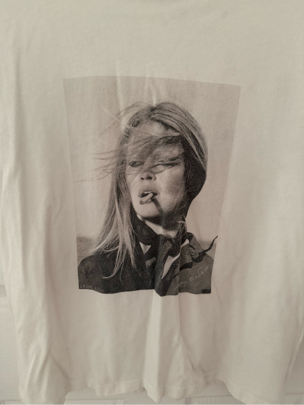 Anine Bing White Ida T-Shirt with Brigitte Bardot Size XS - Picture 2 of 8